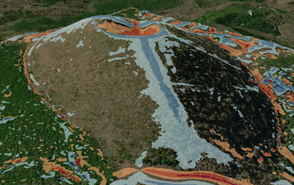 Tangential curvature on volcanic cone Tangential curvature on volcanic cone